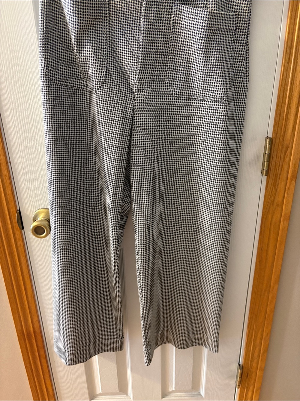 Maeve Black and White Houndstooth Wide-Leg Pants - Picture 3 of 7